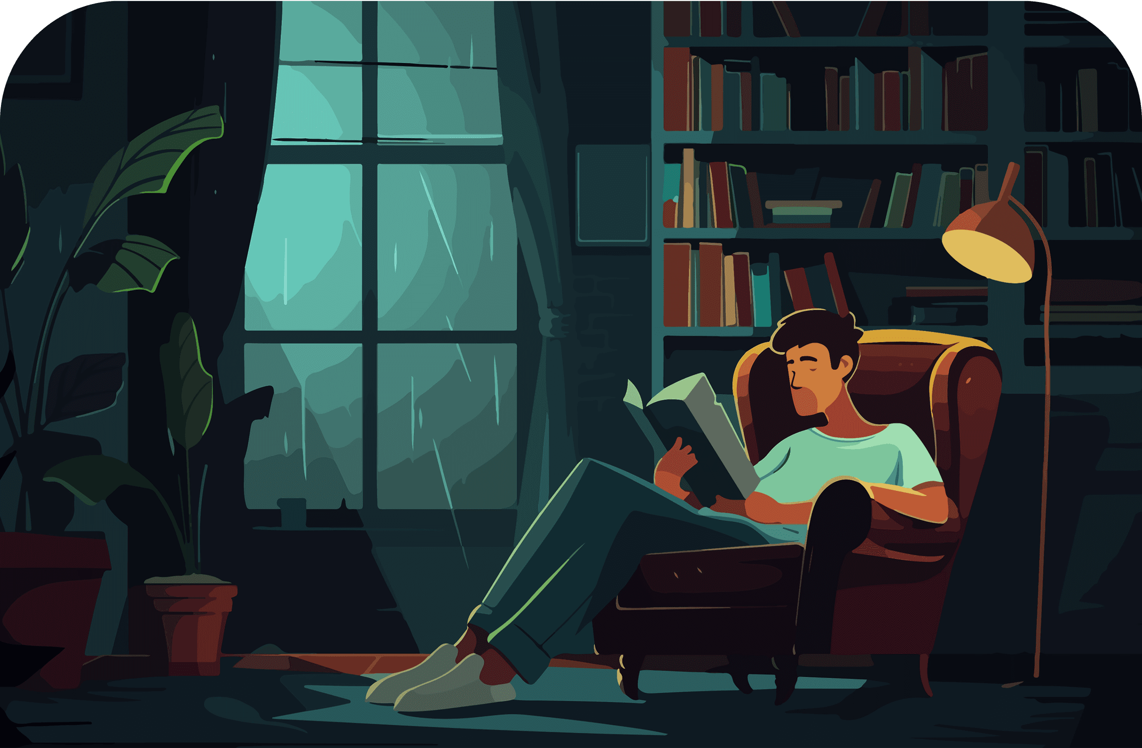 Person reading by the window